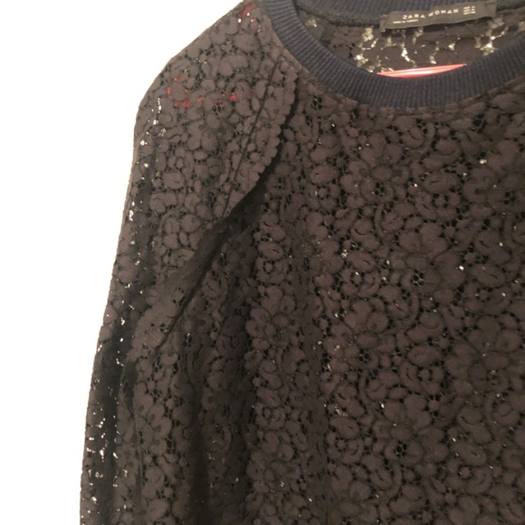 Zara Black Lace Sweatshirt, M - Picture 6 of 7